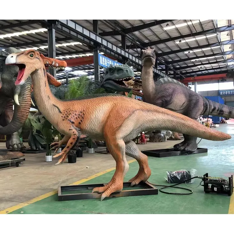 Outdoor Adventure Education - アニメーション恐竜のグラスファイバー製スチール像、樹脂製、屋内外庭園用、家庭、学校、教育的冒険公園、ショッピングモール向け