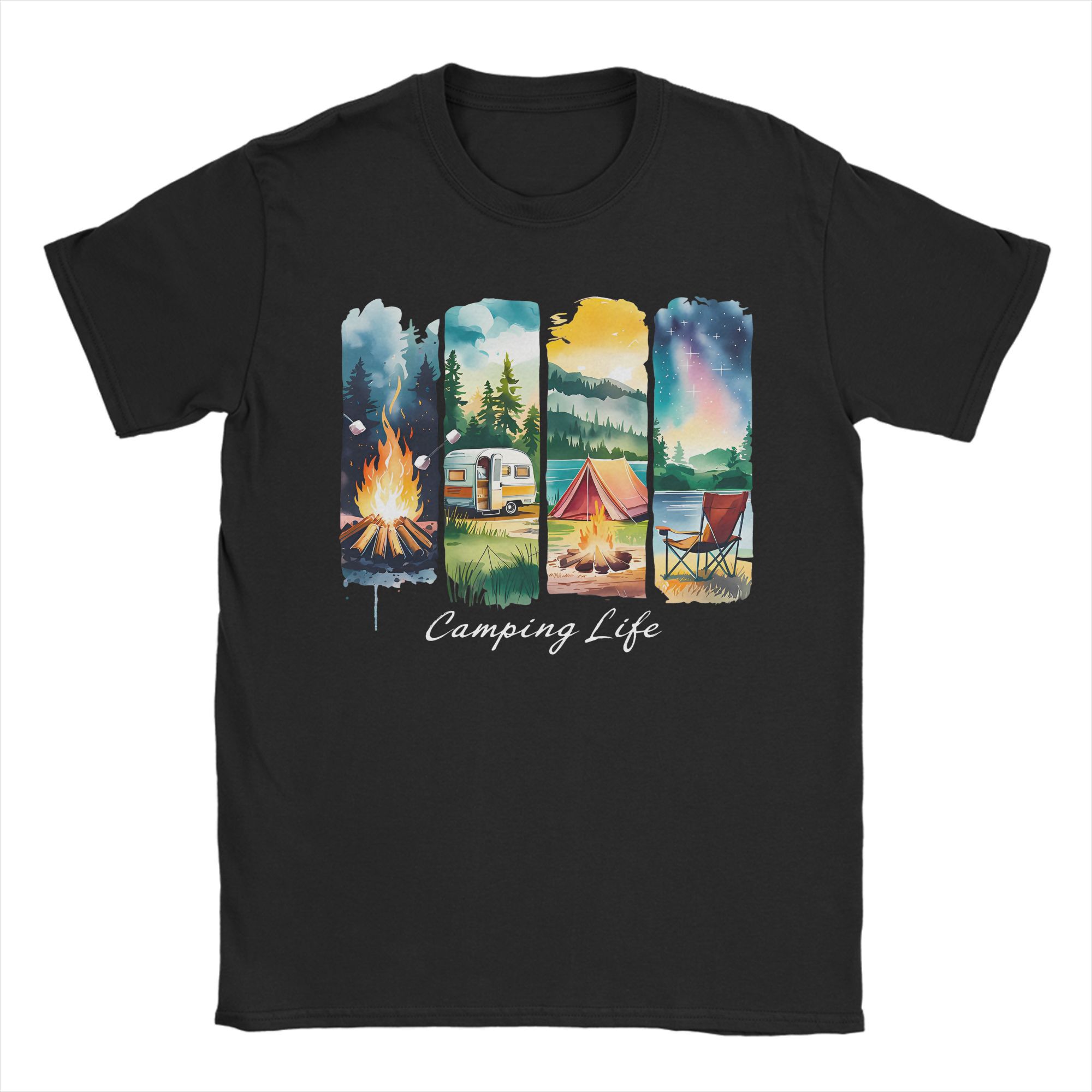 キャンプライフ Tシャツ RV テント キャンプファイヤー  - Outdoor Adventure And Travel のレビューと価格