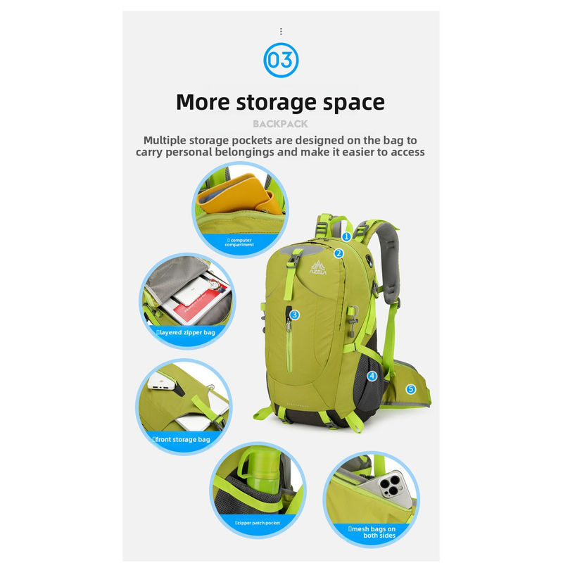 AZELA 36-55L ハイキングバックパック 大容量 軽 - Outdoor Adventure And Travel のレビューと価格